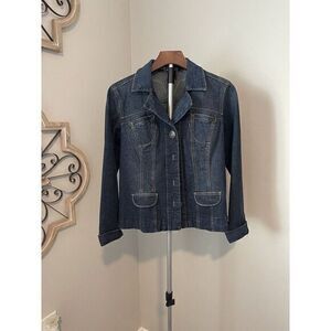 LA Blues Y2K Womens M Dark Blue Denim Jeans Jacket Pockets Button Up